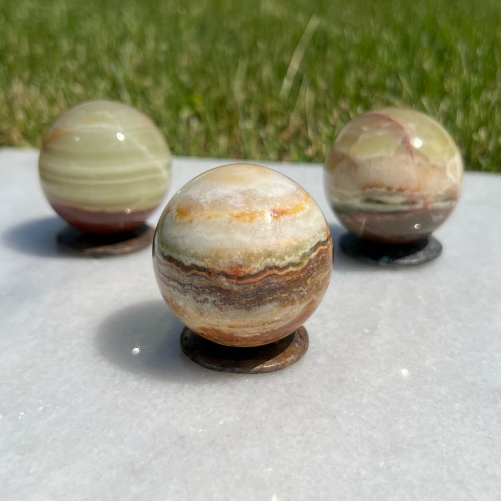 Green Calcite Onyx Sphere - Picture 3 of 15